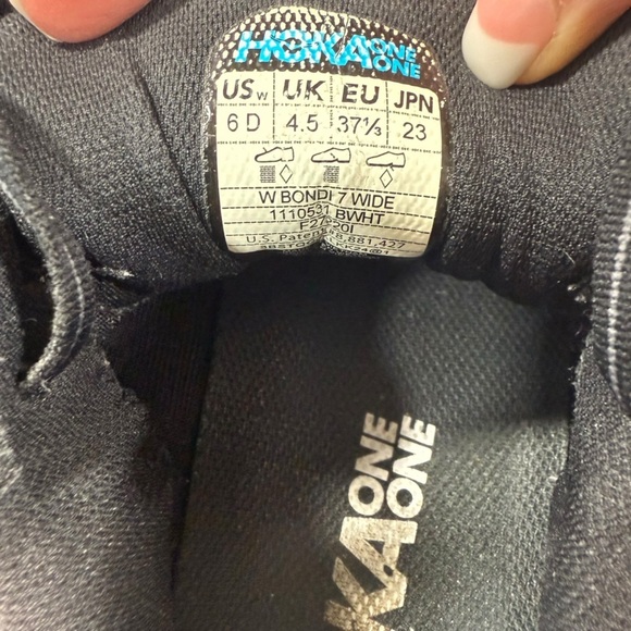 Hoka One Bondi 7 Black White Running Shoe Women's Sneaker Sz6 Wide Comfort - Picture 9 of 11